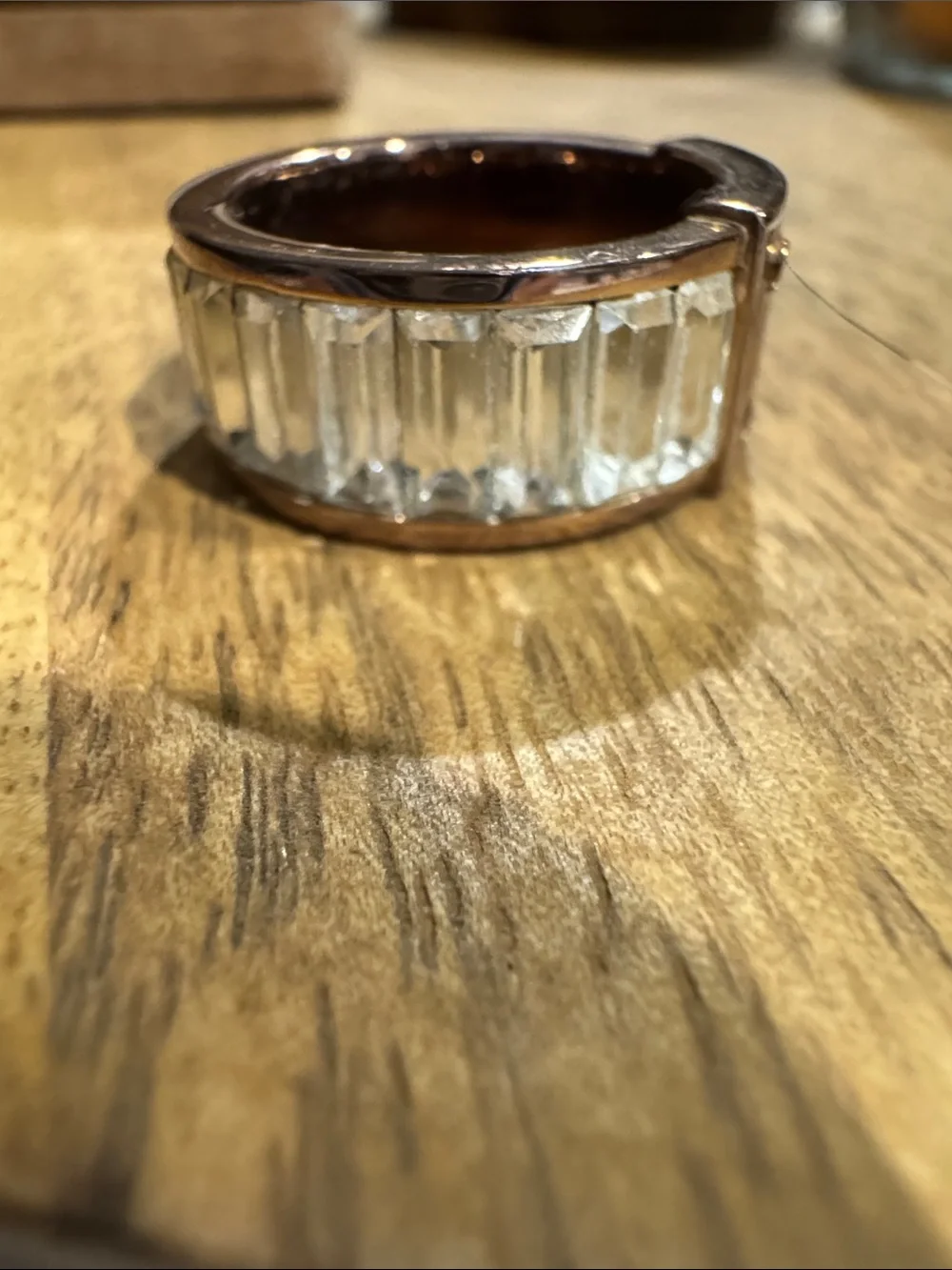 Michael Kors Rose Gold Plate Ring with Clear Crystal Accents